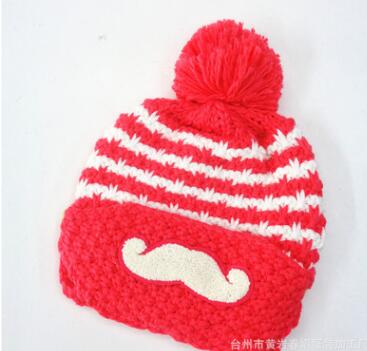 Snor dames winter warme muts met masker dames gebreide muts: Watermeloen rood