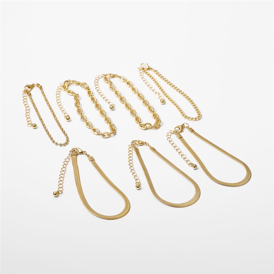 7 pièces/ensemble de Punk serpent chaîne Bracelets ensemble femmes brassard Boho gros métal lien Bracelet Bracelet main bijoux