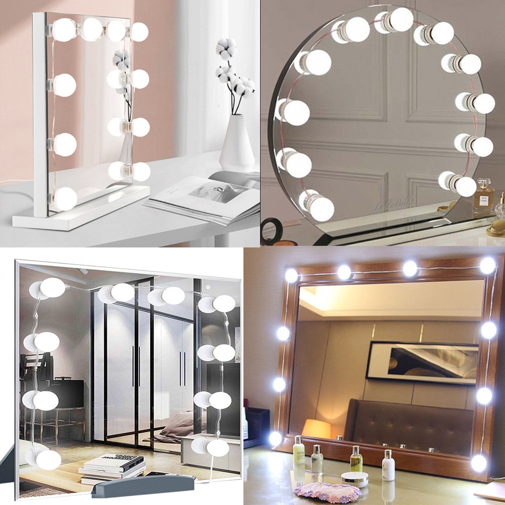 Bombillas LED para Espejo de Maquillaje, Luces de Pared Regulables con USB, para Tocador de Baño, Estilo Hollywood