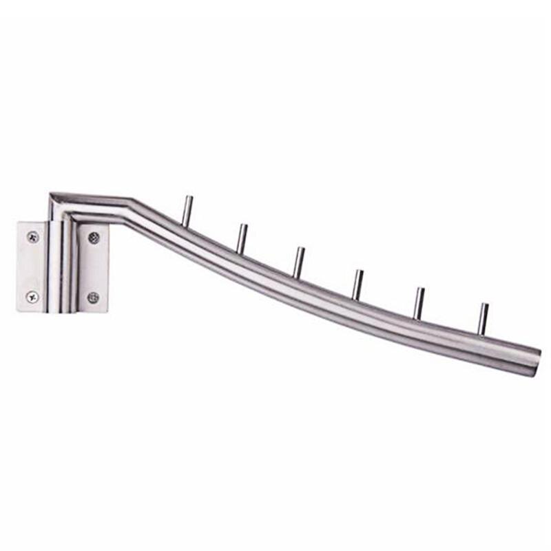 Kleerhanger Rack Wall Mounted Folding Kleding Haak Rvs Organizer met Swing Arm Houder