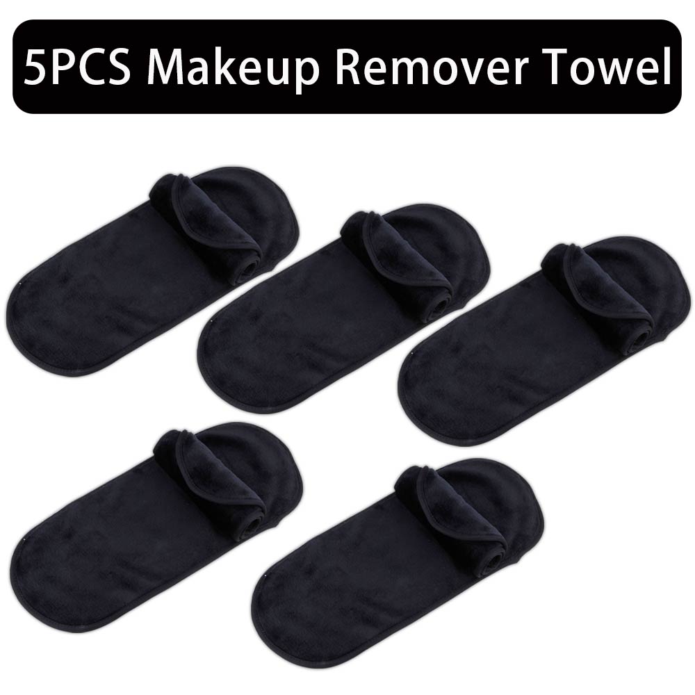 5Stck Mikrofaser machen-hoch Entferner Gesicht Handtuch Mehrweg Machen hoch Tuch Pads Frauen Gesicht Reinigung Handtuch Schönheit Hautpflege Schönheit werkzeuge: 5Stck Schwarz
