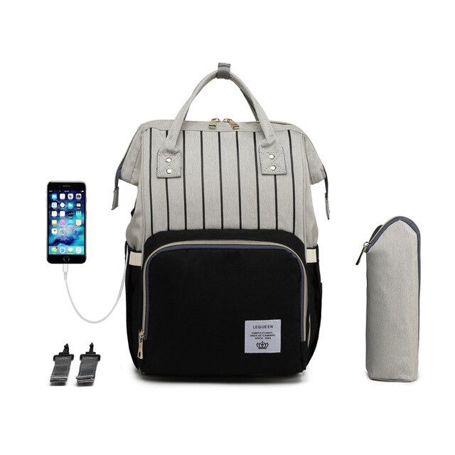 Diaper Bag Backpack Lequeen Large Baby Bag with Changing Pad Travel Back pack Built in USB Waterproof Maternity Bag: 13