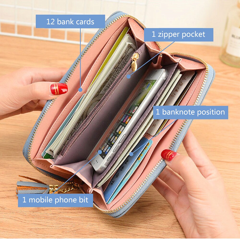 Style Zipper Women Wallet Long Clutch Bag Korean Version Small Double Wallet Standard Wallets Women PU Leather