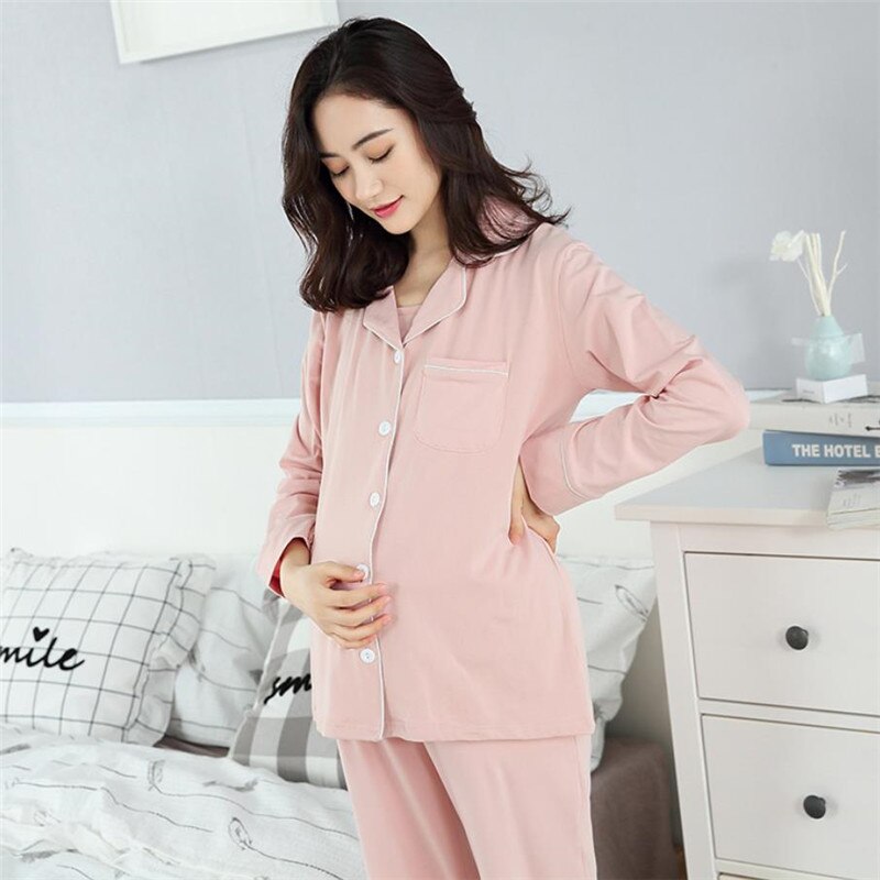 3 Pcs Sexy Moederschap Verpleging Pyjama Katoen Borstvoeding Nachtkleding Kleding voor Zwangere Vrouwen Lente Herfst Zwangerschap Nachtkleding