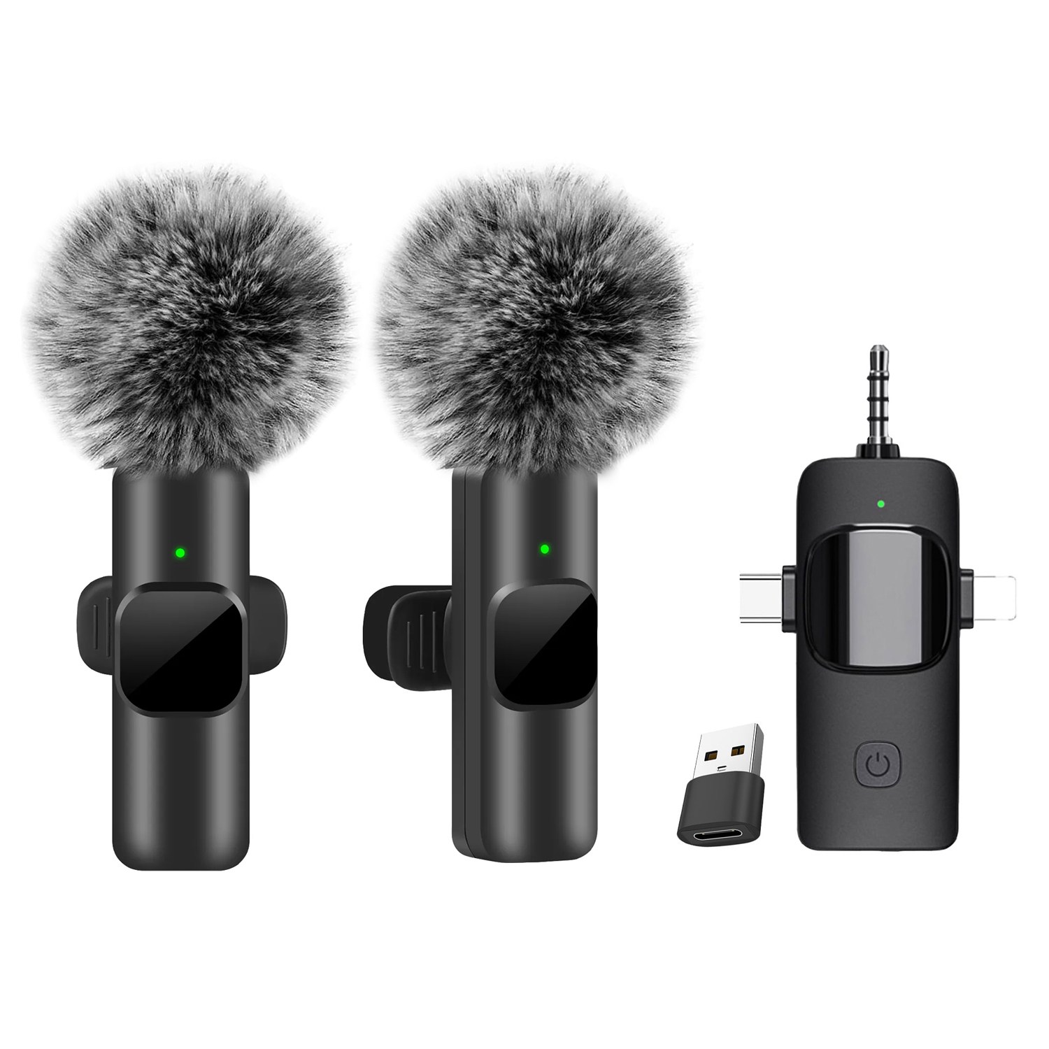 2025 4 In 1 Draadloze Lavalier Microfoon voor iPhone Android 3.5mm voor Radio Live Opname Ruisonderdrukking Mini microfoon: Sky Blue