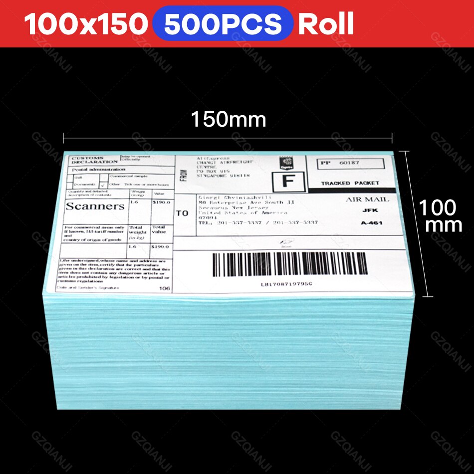 Lastest USB Thermal Address Printer Waybill 100 110mm Label Printer For Express Logistic Label Paper Roll: 100x150mmx500pcs / UK Plug