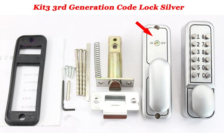 Mechanical Digital Door Lock keypad Code Keyless push button Passage mode Home Entry Lock Lawn /Wooden/Iron Door Gate opener: Kit3