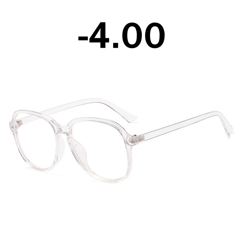 Elbru gennemsigtige runde briller klart stel kvinder brille nærsynethed briller briller stel nørd optiske stel klar: Klar   -4.00