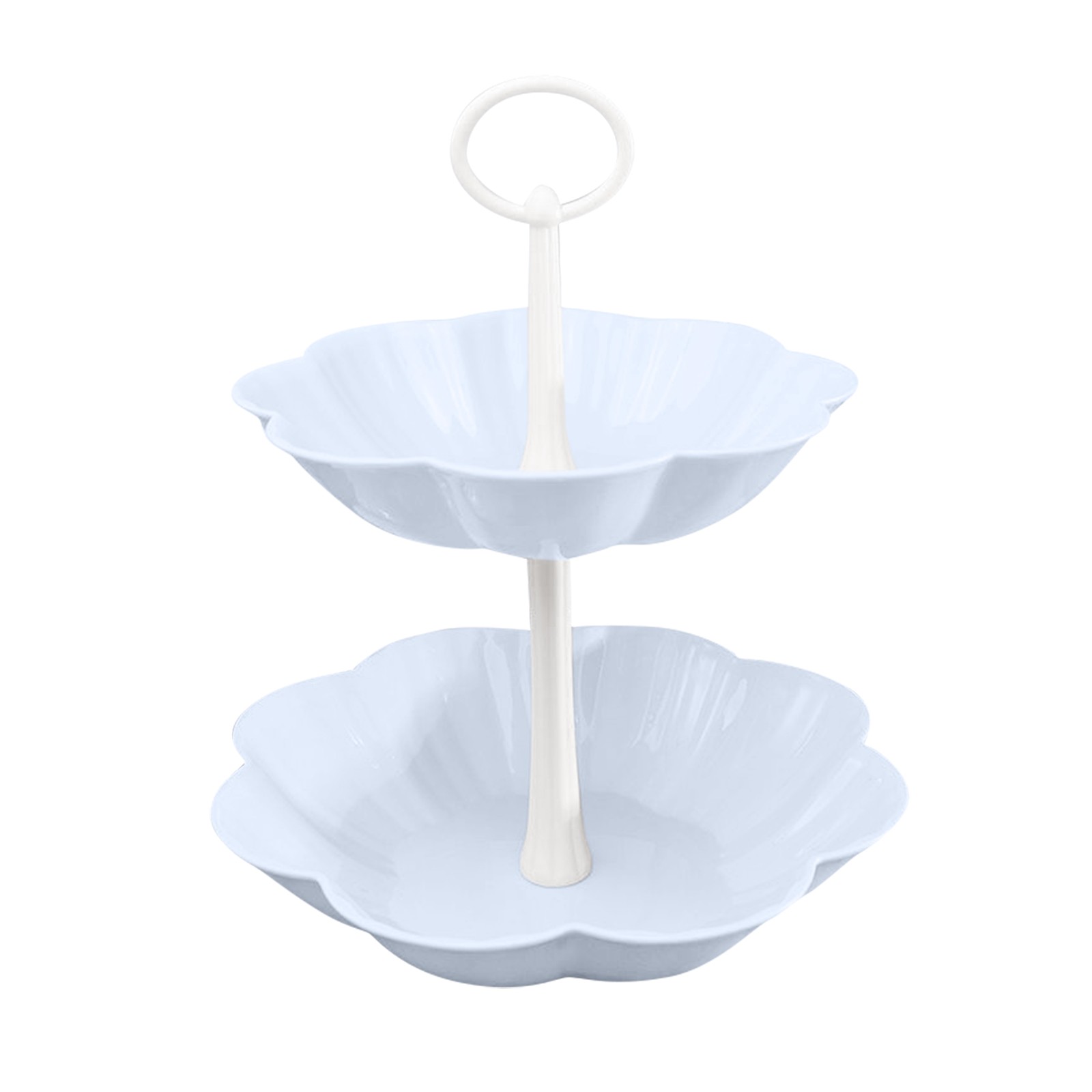 Afneembare Cake Stand Europese Stijl 2 Tier Gebak Cupcake Fruitschaal Serveren Dessert Houder Wedding Party Home Decor: Blue 
