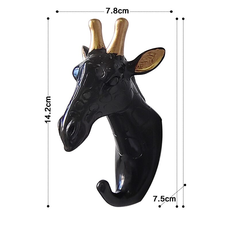 Perchero con cabeza de Animal montado en la pared, Perchero de pared, caballo, jirafa, alce, elefante, gancho decorativo para decoración de habitación, accesorio de baño: GI