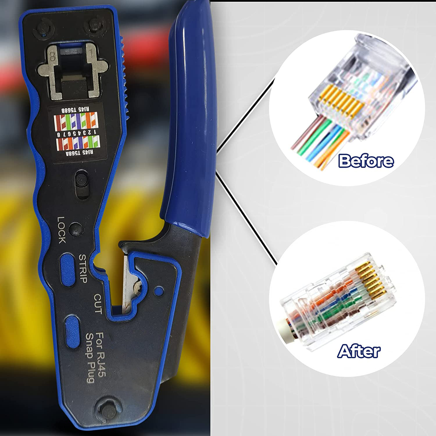 ZoeRax RJ45 outil de sertissage passant à travers la pince à sertir pour Cat6a Cat6 Cat5 Cat5e 8P8C connecteur modulaire outil de sertissage Ethernet