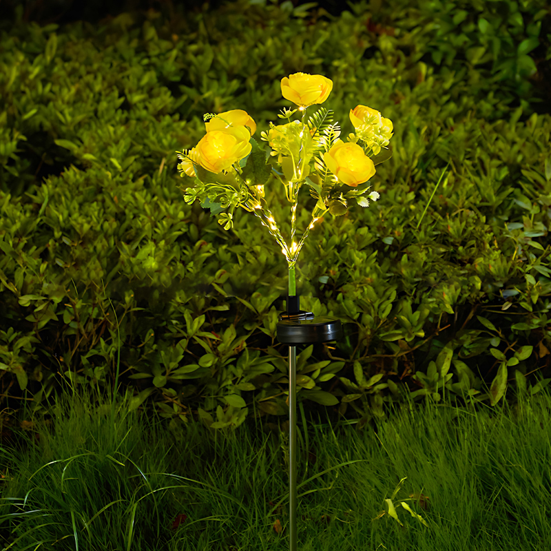Lámpara Solar de jardín, decoración, linterna de flores para Patio exterior, Patio, jardín, capullos de Camelia, flores, luz Solar para fiestas navideñas: Azul