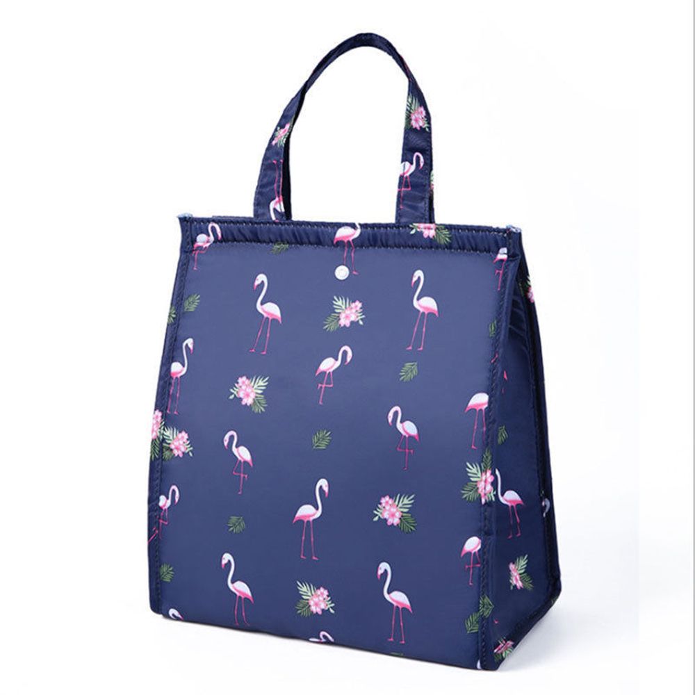 Animal Flamingo Lunch Bags Women Portable Functional Canvas Stripe Insulated Thermal Food Picnic Kids Cooler Lunch Box Bag Tote: navy blue