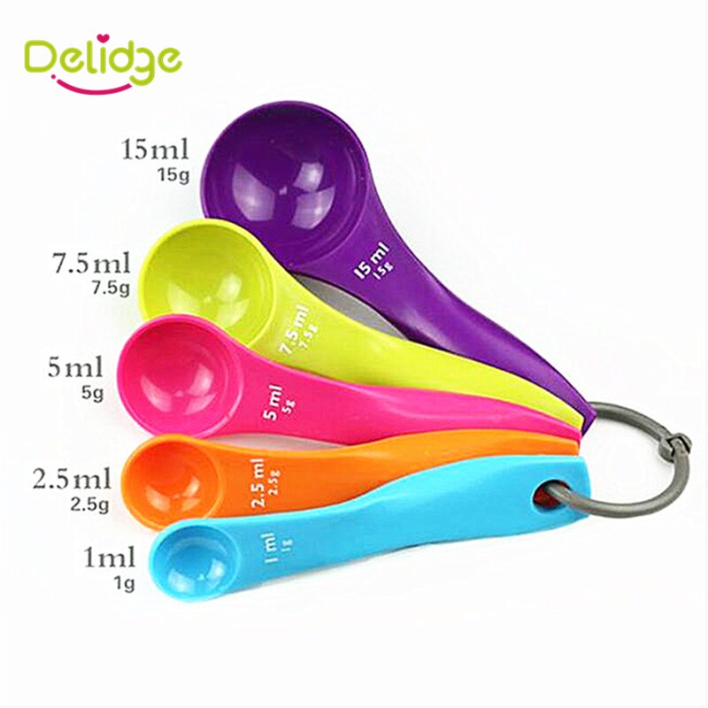 Delidge 5 stks/set Meet Lepels Set Keuken Tool Plastic (1-15 ml) schaal Koffie Lepel Suiker Taart Meting Bakken Accessoire