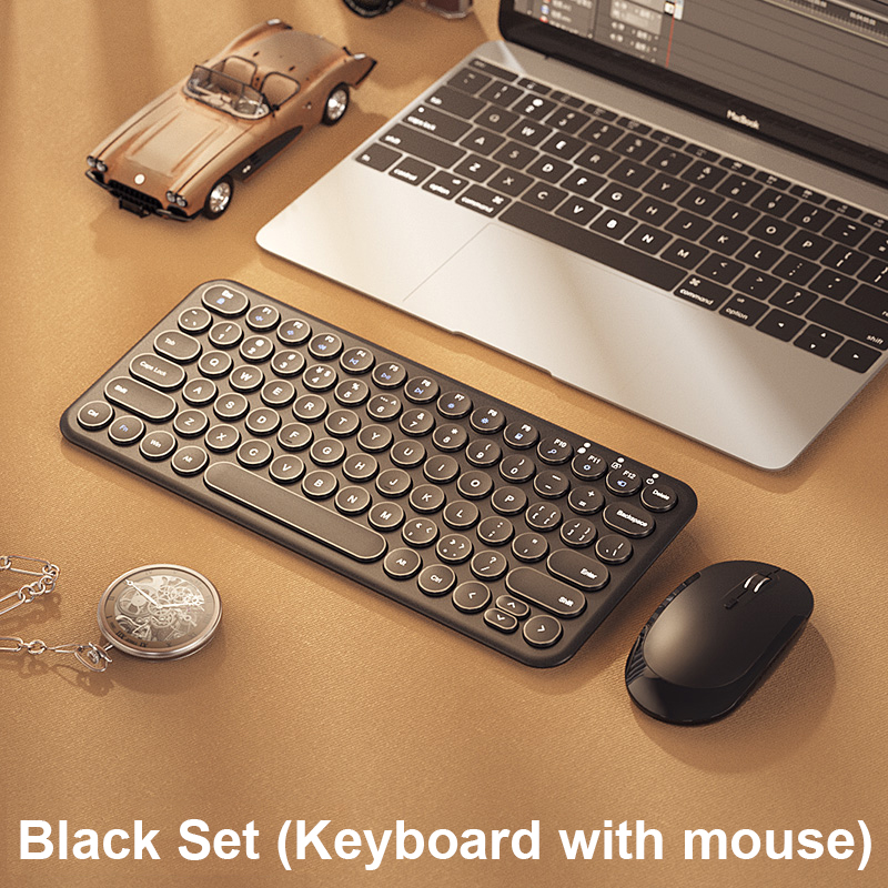 Slient Wireless Keyboard Mouse Combo For Macbook Pro Portable Gaming Keyboard Mouse Set For PC Gamer Computer Laptop Keyboard: black set