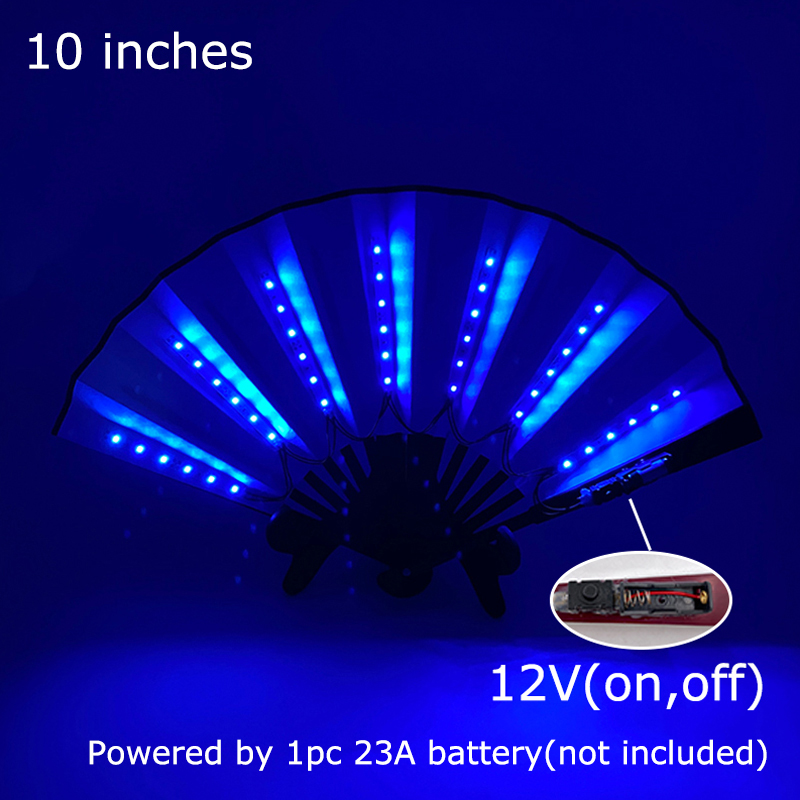 10inches Glow Folding LED Fan Dancing Light Fan Night Show Halloween Christmas Rave Accessories Carnival Supplies Dance Hand Fan: Clear