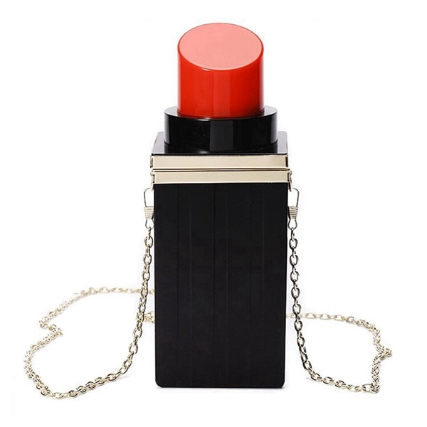 Vrouwen Acryl Lippenstift Vorm Avondtassen Vintage Banket Portemonnees Clutch Keten Handtas