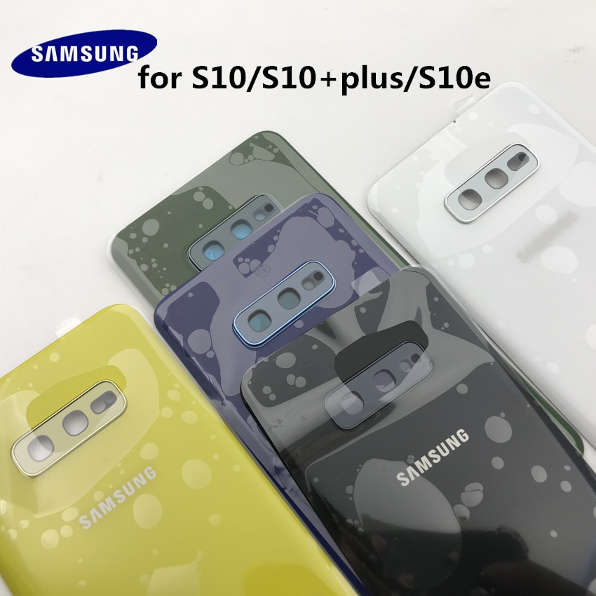 Original Samsung Galaxy S10e G973 S10 G970 S10 plus G975 Rear Panel Battery Glass Back Door Cover with Camera glass +tool