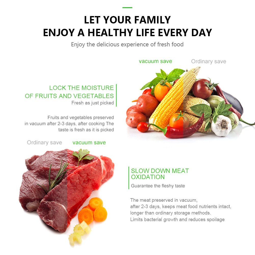 Food Vacuum Sealer Machine Home Food Sealing System Meal Fresh Saver Packing Household For Food Storage 220V Bags