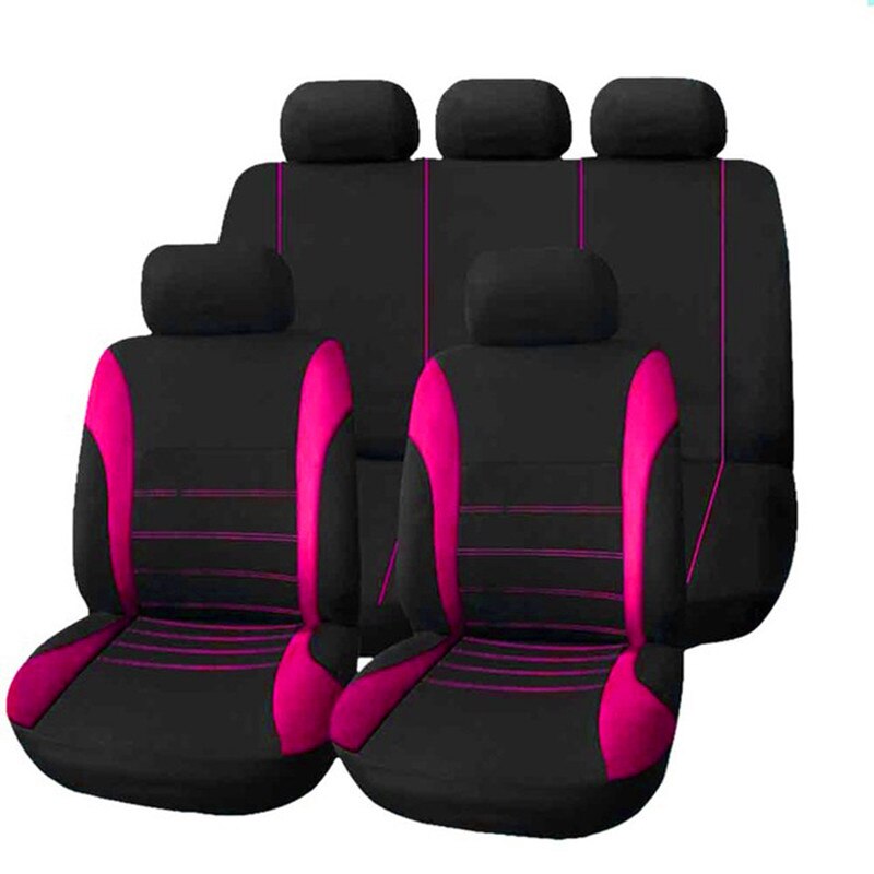 9pcs Union Jack Car Seat Back Cover Anti-kick Child Anti Dirty Pads Universal Mat for Mini Cooper JCW One Car GUSA: Rose Red