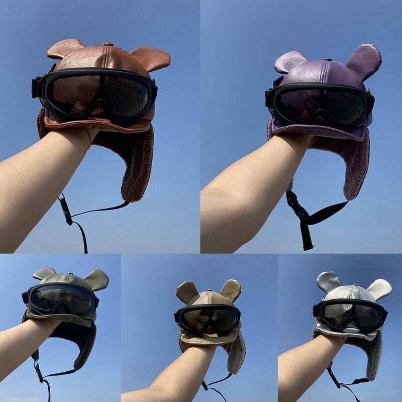 Sombrero y gafas de Trapper Vintage para hombre y mujer, accesorios de disfraz, con orejeras de piel, gorro de Trapper Flyer, recuerdo de de cumpleaños