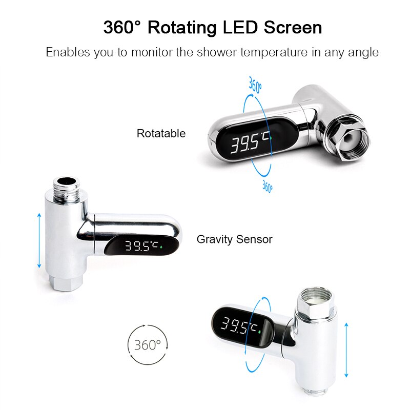 360° Rotating LED Digital Shower Temperature Meter Bathroom Baby Bath Water Thermometer Celsius/Fahrenheit Temperature Monitor