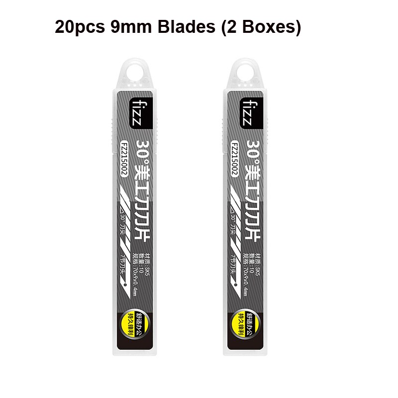 9mm 18mm Utility Knife Replacement Blades,Snap Off Carbon Steel Blades for Cutting Knives, Hobby, Craft Knife, Box Cutter: 2 Boxes 9mm Fizz
