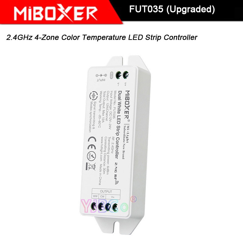 Miboxer FUT035 (Verbeterde) 2.4Ghz 4-Zone Kleurtemperatuur Led Strip Licht Controller,DC12V ~ 24V Dubbele Witte Led Lamp Tape Dimmer