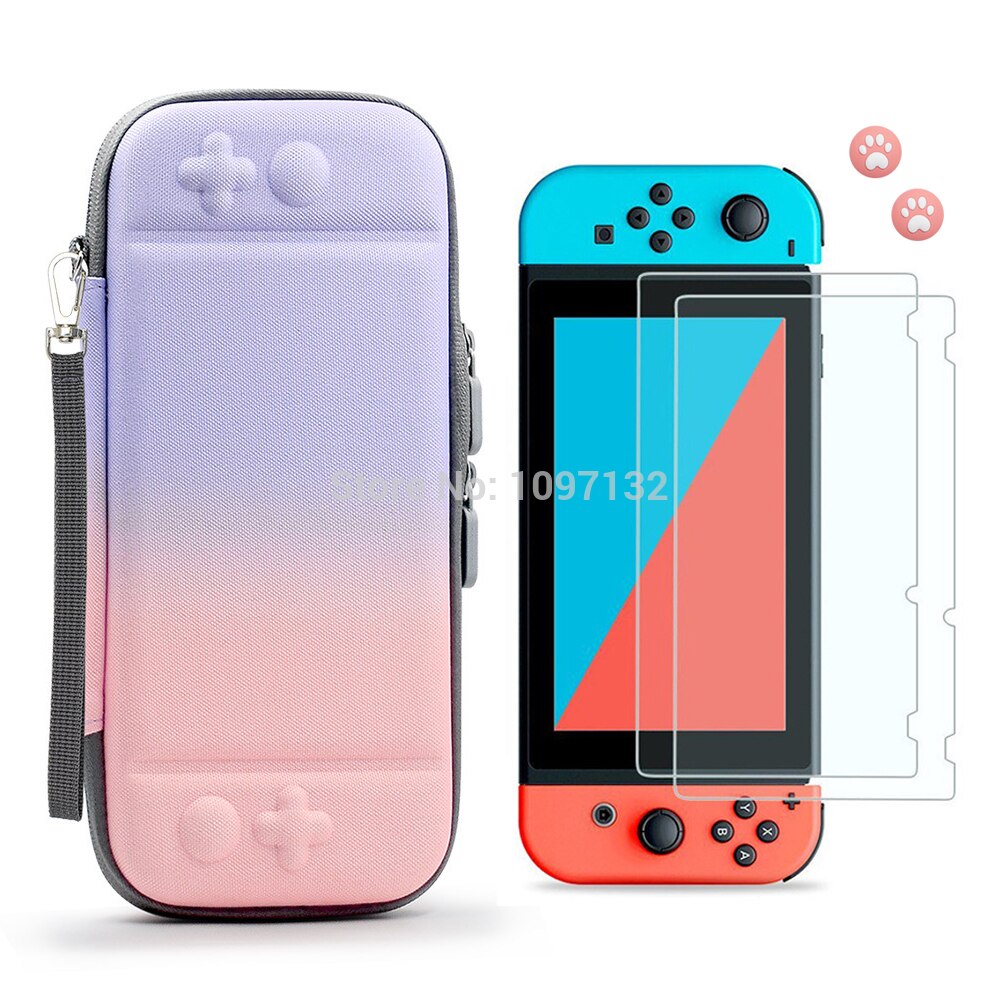 Funda de transporte para Nintendo Switch, Protector de pantalla de vidrio templado para Nintendos Switch: C