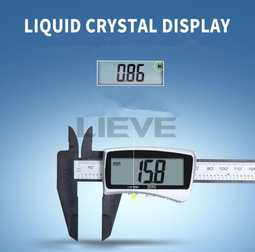 electronic digital display vernier caliper Inch/Metric Conversion 6Inch 0-150mm HD full-screen caliper measurement tool: 2 button sliver
