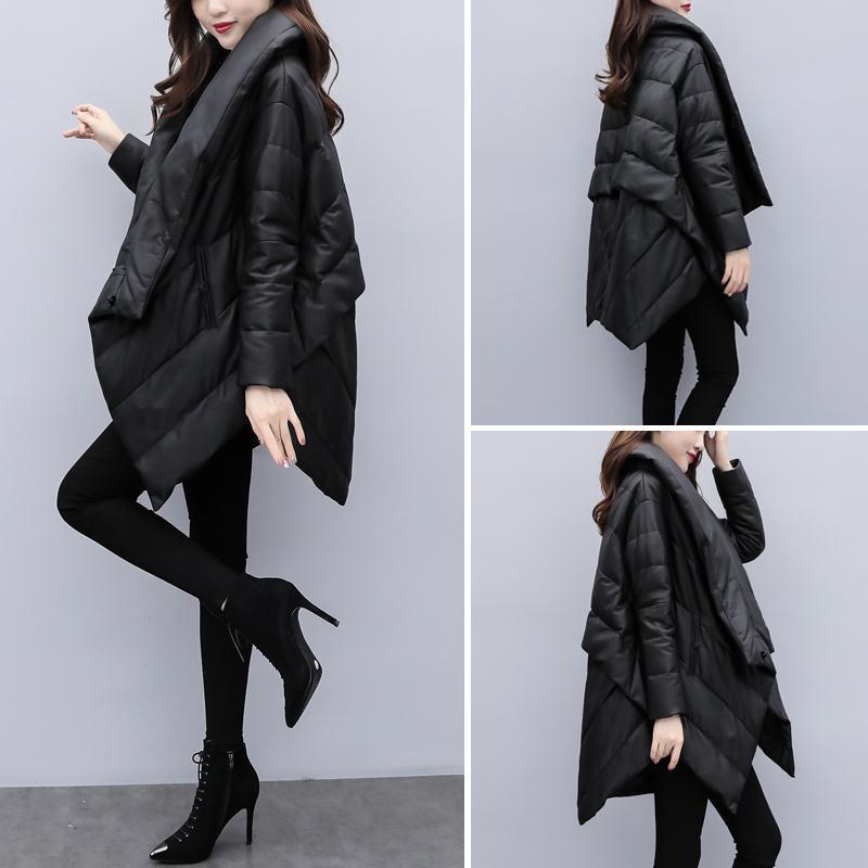 Kvinnor vinter koreansk lös asymmetrisk längd jacka kvinnlig bomull vadderad kappa tjock solid kappa långa oversized parkas  a4