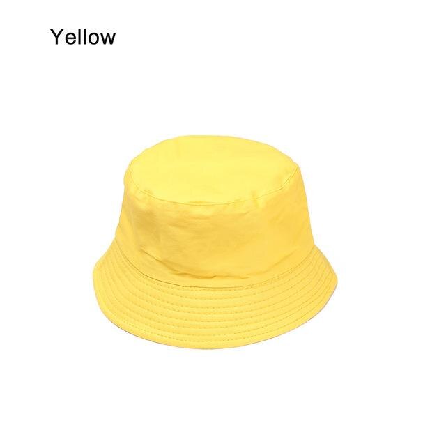Sommer foldbar bøttehat unisex kvinder udendørs solcreme bomuld fiskeri jagt kasket mænd håndvask chapeau sol forhindre hatte: Gul