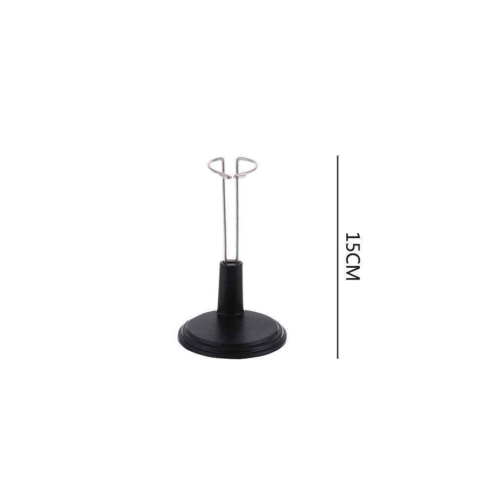 Söt justerbar metall vit svart docka docka docka handledshållare fäste stöd dockskåp tillbehör barn flickor leksak: 1- svarta 15cm