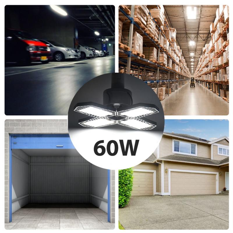 1Pcs 60W LED Garage Light Deformable Ceiling Light Indoor For Garage Workshop Light Industrial Lighting