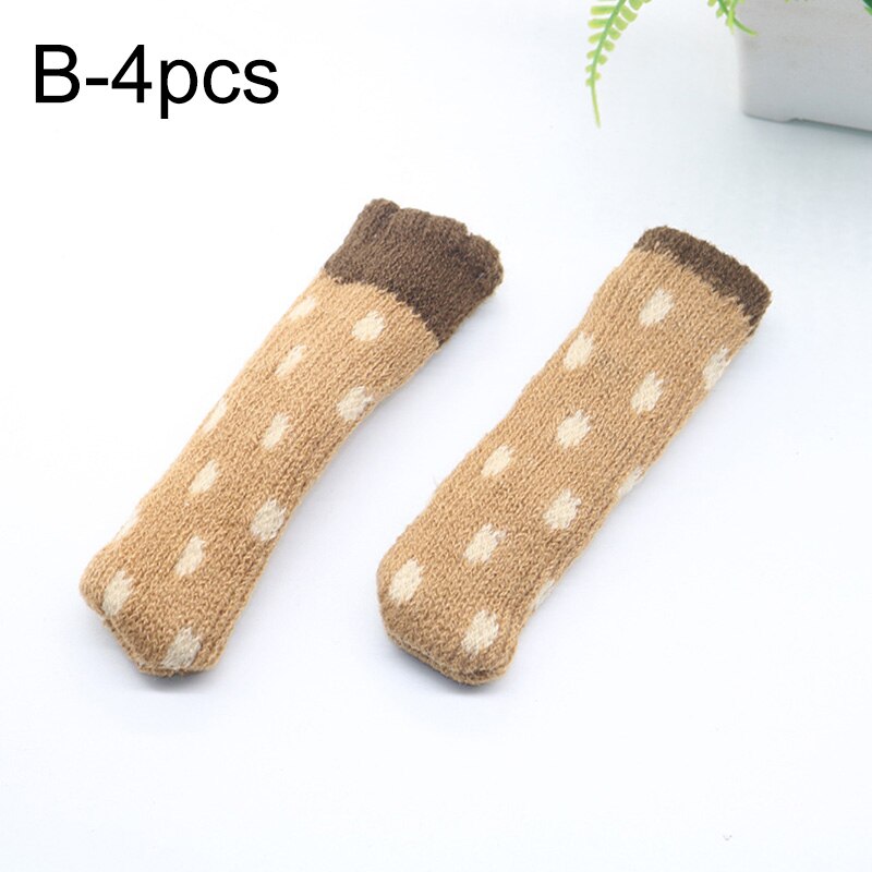 4Pcs Cartoon Striped Table Foot socks Chair Leg Covers Floor Protectors Non-Slip Knitting Socks For Furniture Home Decoration: B