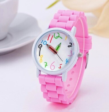 Mode Eenvoudige Mode Kinderen Kids Arabische Cijfers Potlood Analoge Weergave Quartz Horloge Voor