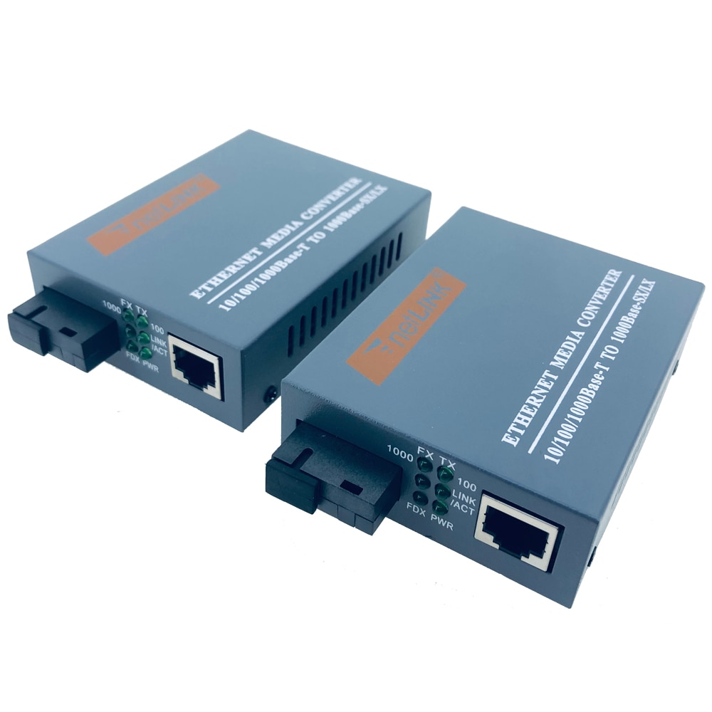 1 paar HTB-GS-03 Gigabit Fiber Optische Media Converter 10/100/1000 Mbps LAN Single Mode Enkele Vezel SC poort met Voeding