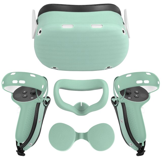 Vr Beschermende Cover Set Voor Oculus Quest 2 Vr Touch Controller Shell Case Met Riem Handvat Grip Voor Oculus Quest 2 Accessoires: green