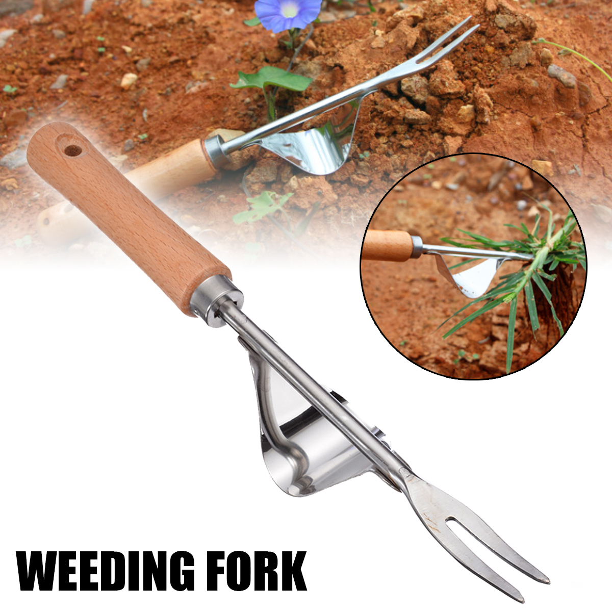 Weeding Forks Wood Handle Weeding Forks Hand Weeders Garden Plant Digging Pullers Trimming Convenient Durable Tools 30.5cm