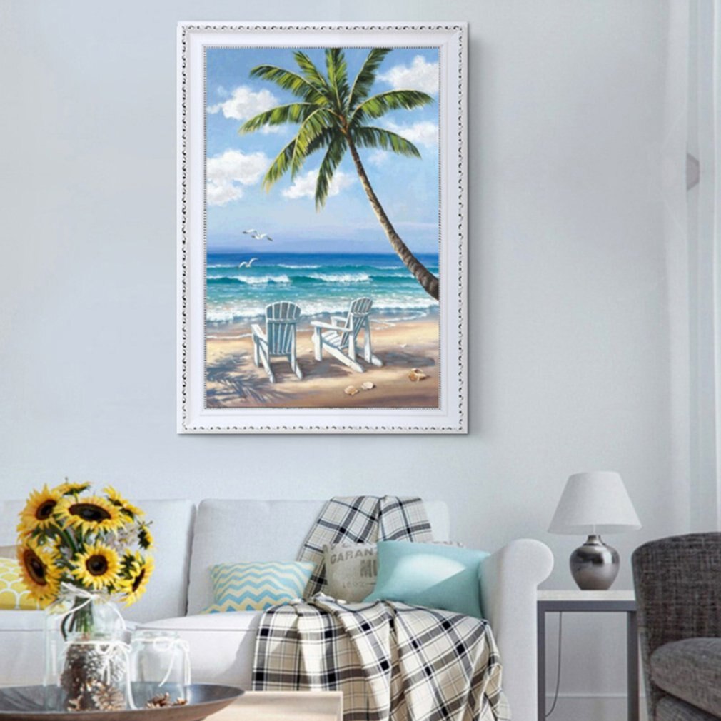 Seaside scenery Full diamond painting kit DIY diamond digital rhinestone painting kit for adults and children