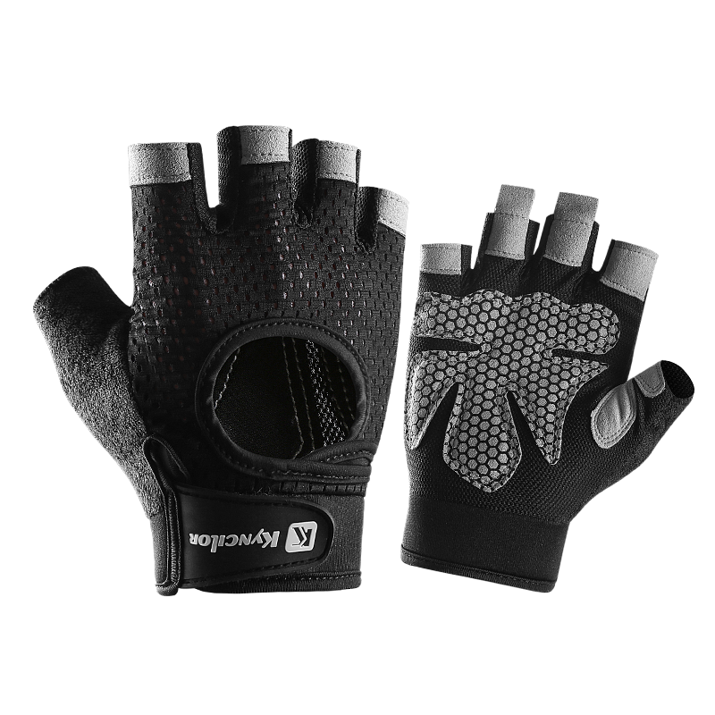 Guantes deportivos culturismo halterofilia, guantes deportivos transpirables para gimnasio antideslizante, guantes sin dedos, guantes deportivos para Fitness, para hombres y mujeres: Black / M