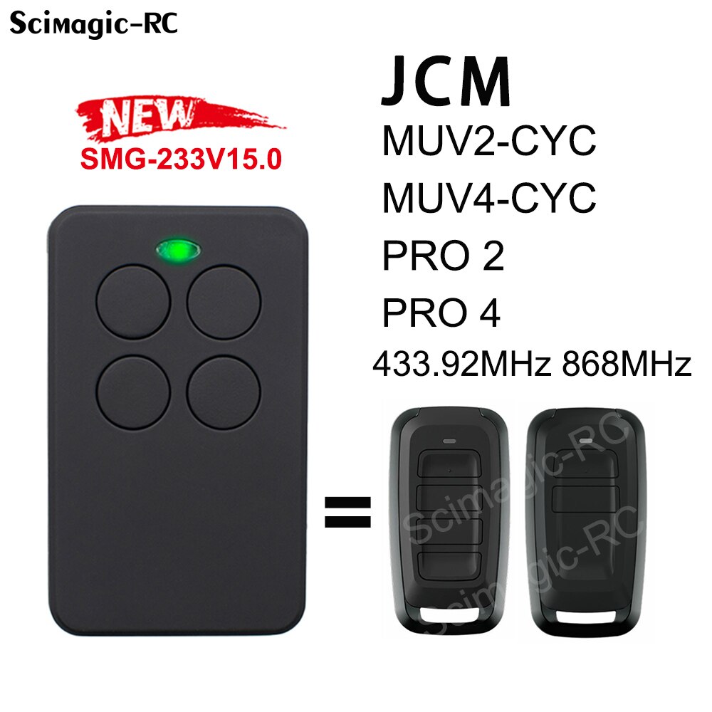 Mando a distancia de garaje MUV2-CYC MUV4-CYC JCM ROPER TECH GO-2- GO-4 GO 2 GO 4 GO-MINI GO MINI Command JCM 433 868MHz