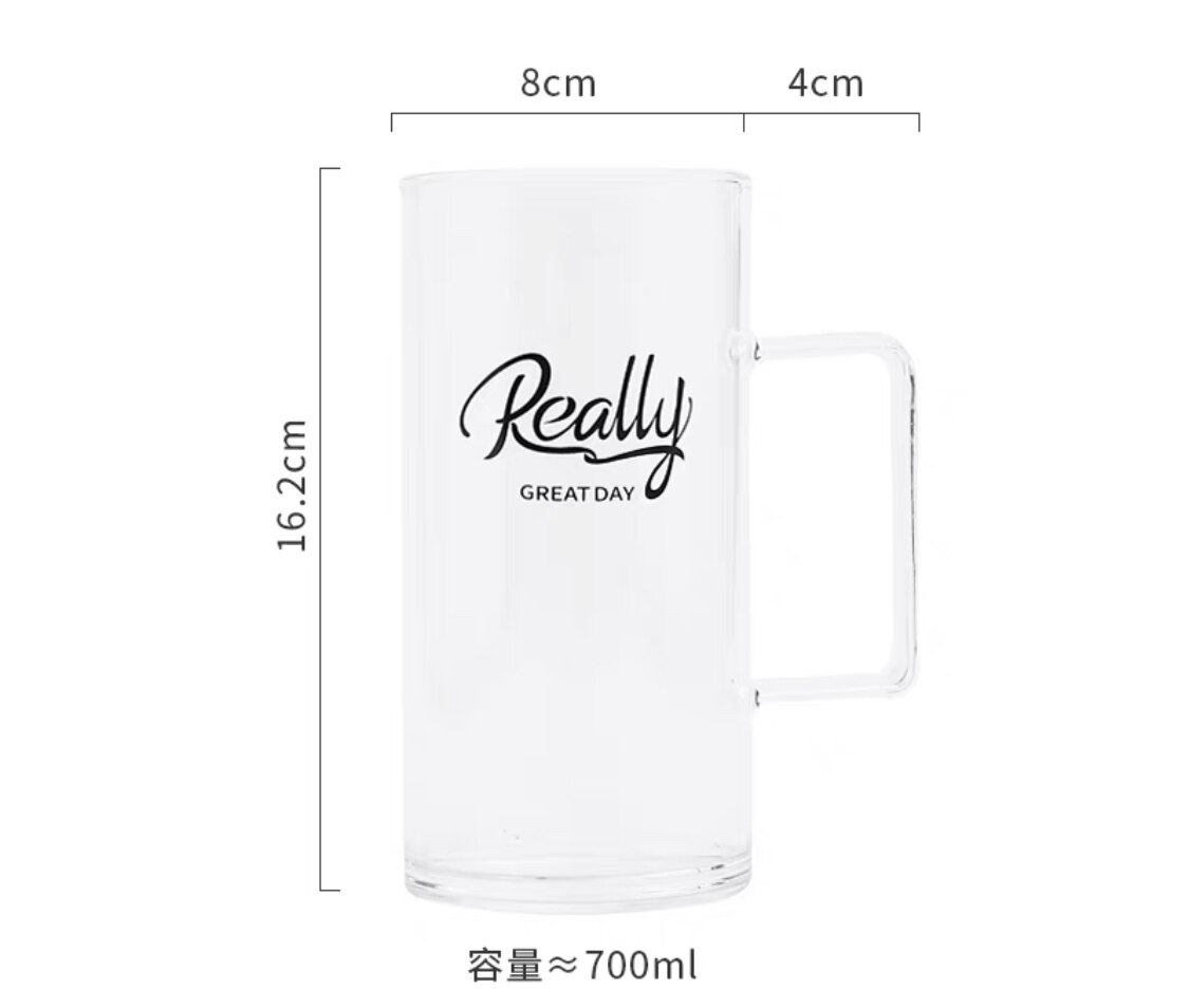 Gran capacidad de 700ml de cristal redondo de taza de agua Simple taza desayuno taza para leche taza de bebida Oficina taza de café taza de jugo: style 6