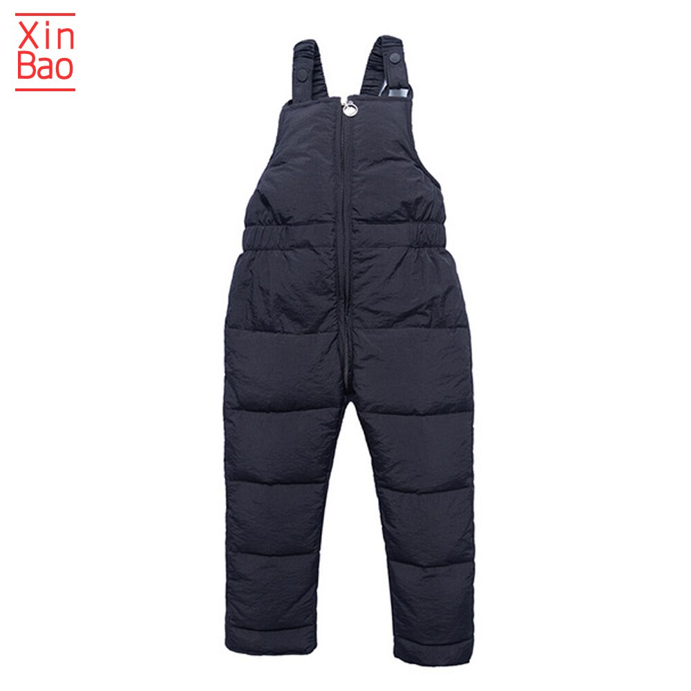 XINBAO Winter pants for girls suspender pants toddler baby kids Boys Children Cotton Leggings Warm Trousers Windproof thick: black / 3T
