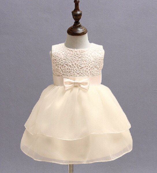 Kinderkleding Zomer Europese En Amerikaanse Meisjes Baby Jurken Volle Maan Honderd Dagen Oud Kind Gaas Rok prins: Beige / 24M