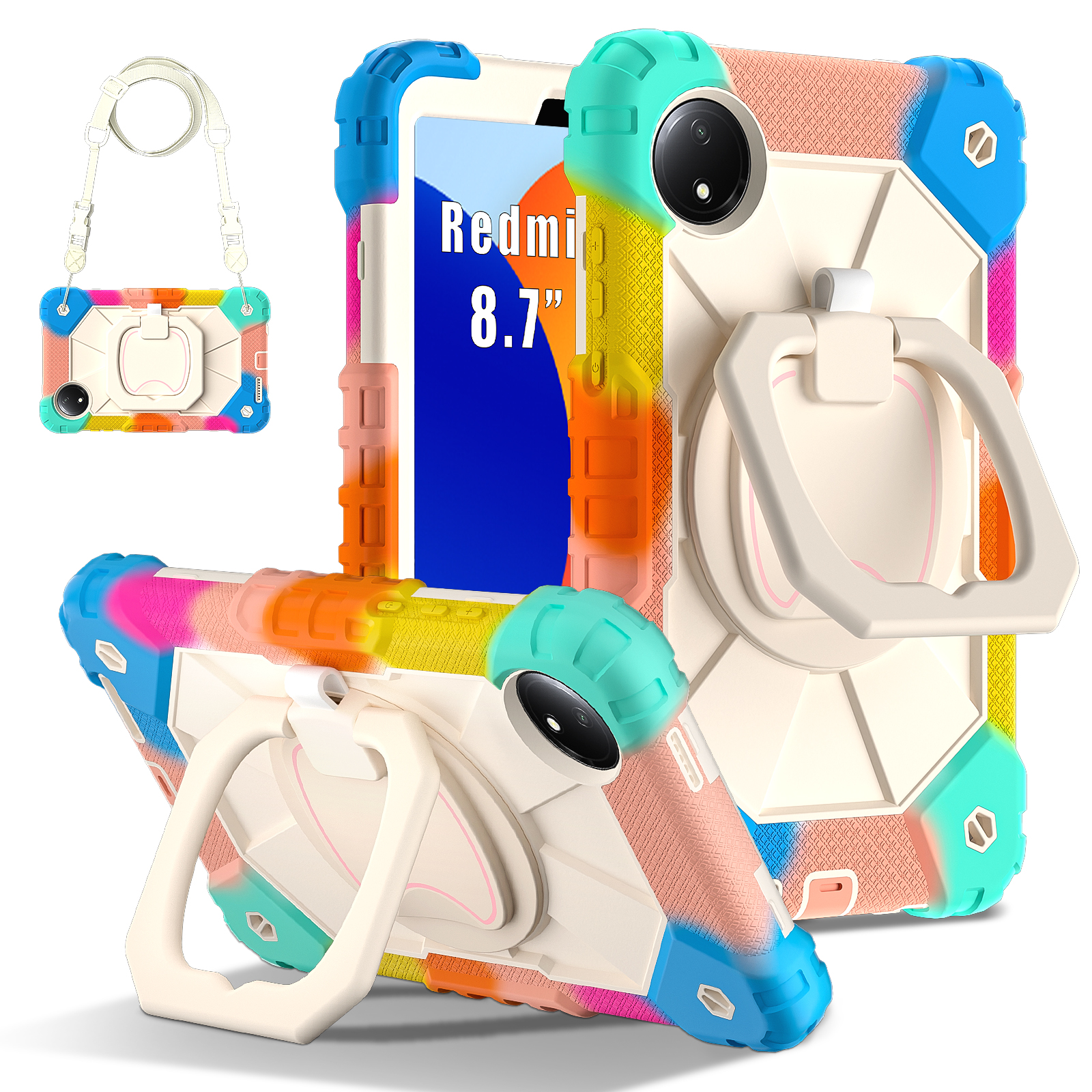 Funda para xiaomi pad 7 pro 11,2 "SE 8,7" redmi pro poco pad 12,1 "tableta segura a prueba de golpes funda con soporte de silicona para PC + correas para los hombros