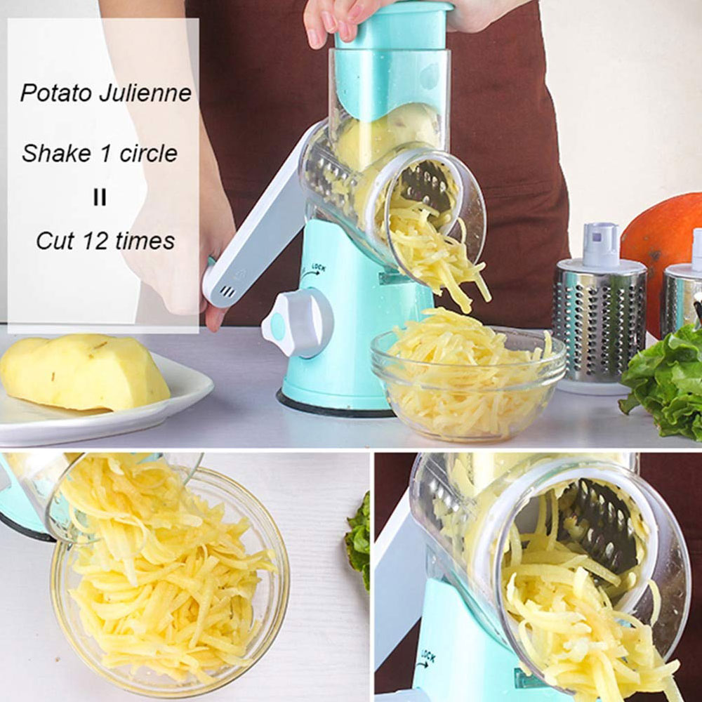 Multifuncional redonda mandolina Slicer 3 In1 cortador de verduras Manual cortadora de vegetales Spiralizer de herramientas cortadoras para la cocina