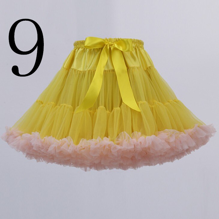 Jupon court en Tulle, Crinoline, tenue d'halloween ou robe de mariée Vintage, jupe Tutu sous-jupe Rockabilly: 9 yellow and pink