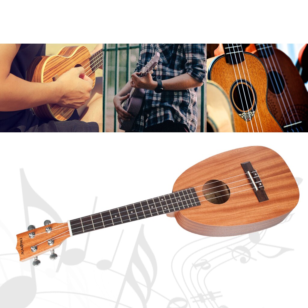 NAOMI Tenor Ukulele 26 "con forma de piña Tenor Ukulele Sapele Ukelele mate estudiante chico Ukelele principiante Ukelele
