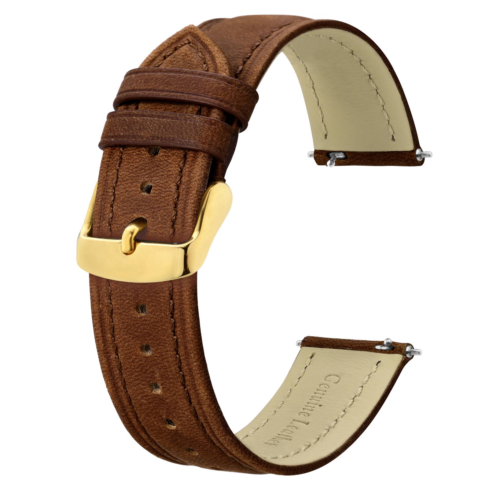 BISONSTRAP Leather Watch Strap 18mm 20mm 22mm 24mm, Replacement Watch Band for Men, Quick Release and Breathable Wristband: Black Green / 20mm